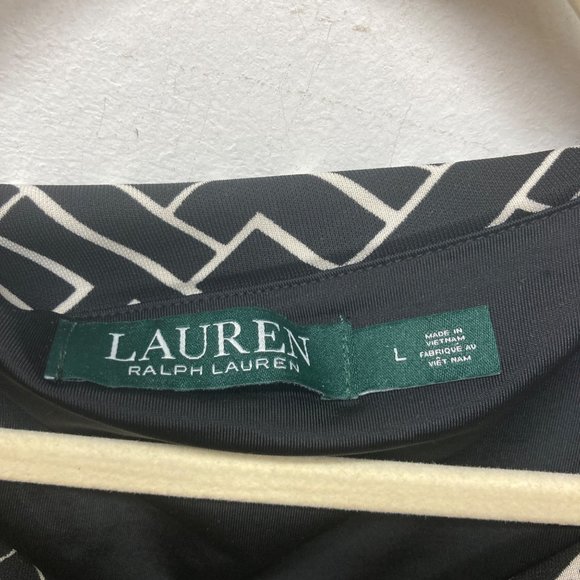 Lauren Ralph Lauren black white career-wear dress pockets tie waist large - Picture 3 of 12